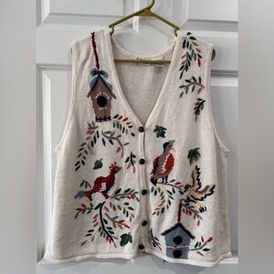 Vintage Capacity Bird Watch Sweater Vest Top Size 3X Pheasant House Cozy Cottage